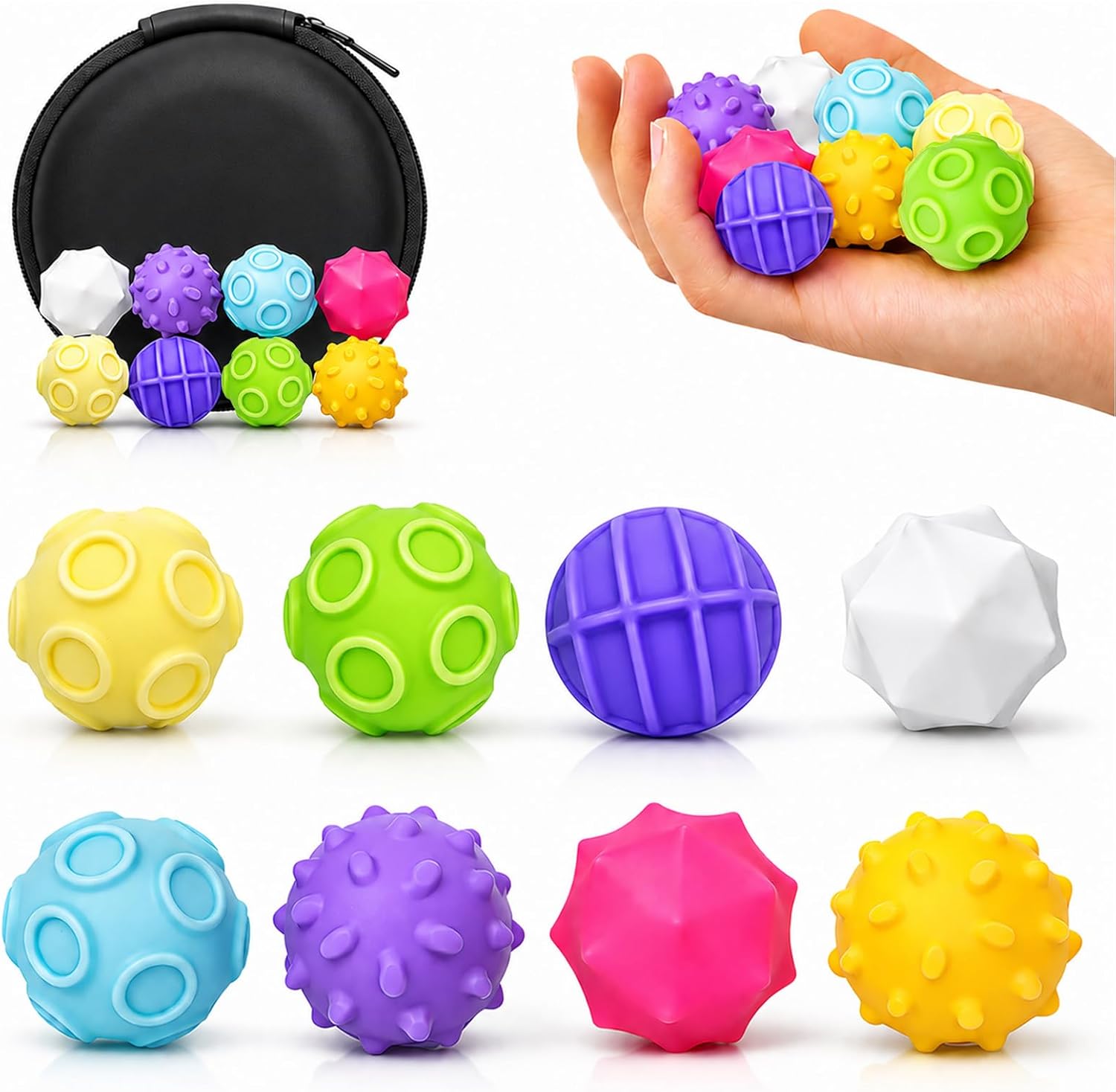 Pelotas magnéticas antiestrés de silicona (pack 8, juguete de escritorio)