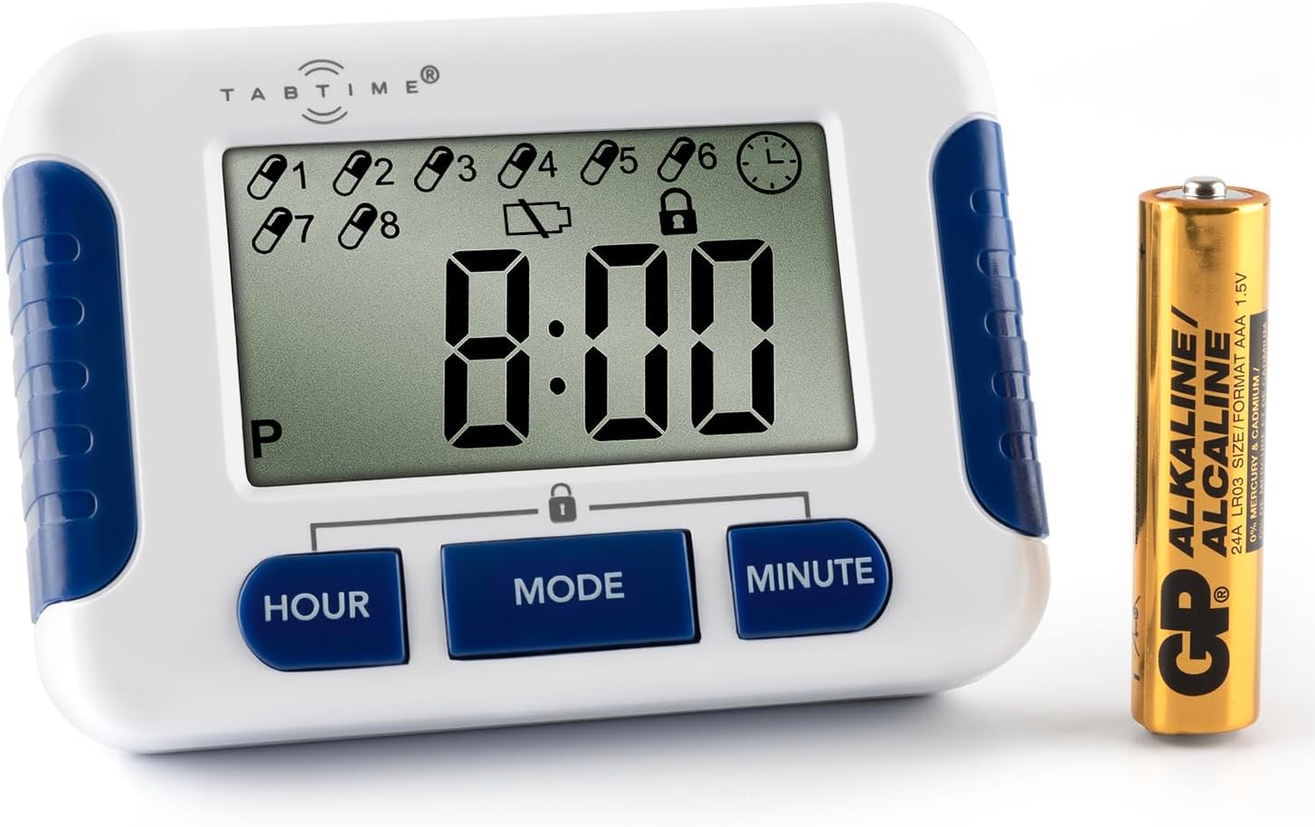 TabTimer — reloj recordatorio con hasta 8 alarmas vibratorias al día (medicación y rutina)