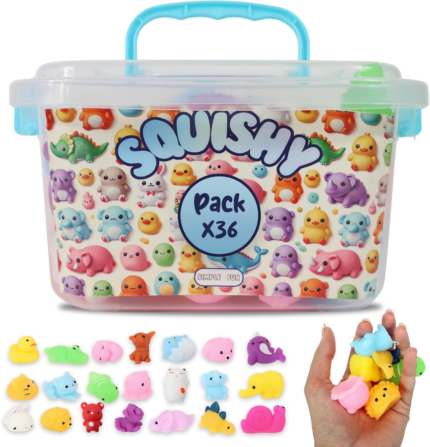 Pack de squishies antiestrés con forma de animales